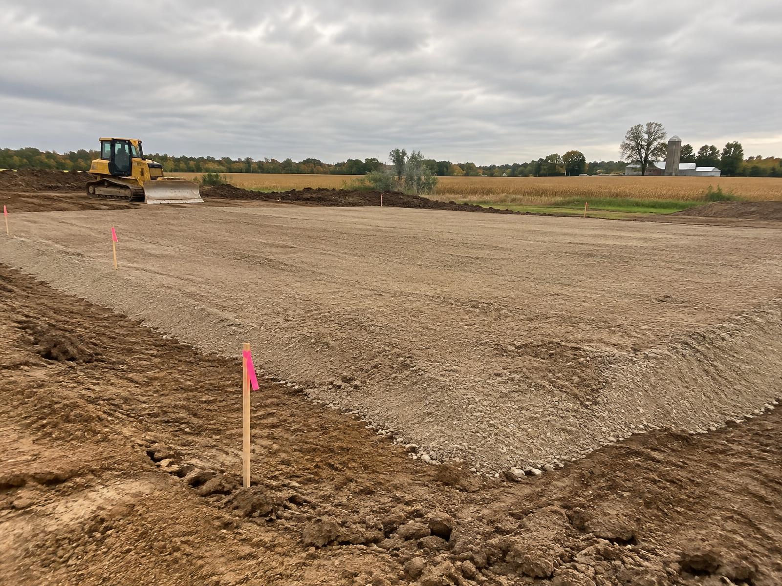 Graded building pad prepared for construction